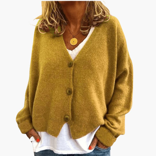 Women's V-Neck Long Sleeve Knitted Button Cardigan