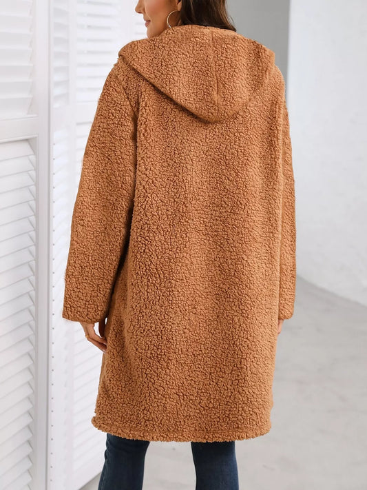 Women's Hooded Thick Lined Long Winter Coat (camel)