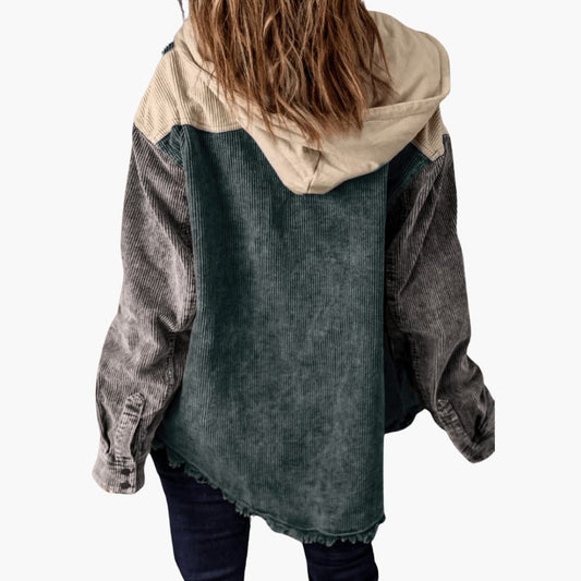 Women's Vintage Button-Up Cardigan with Corduroy Texture
