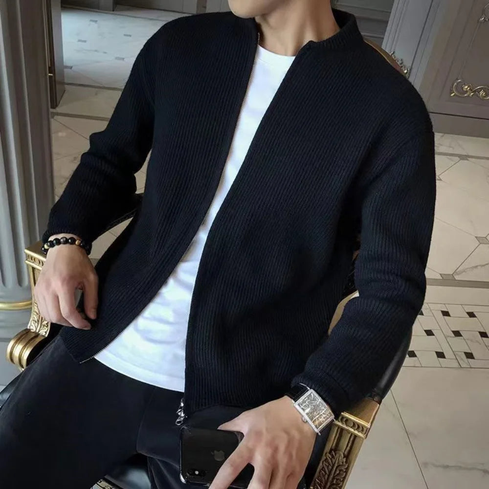 Men's Ribbed Zip-Front Cardigan in Relaxed Fit – Cozy Fall & Winter