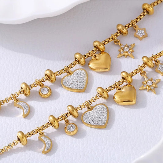 Adjustable Heart Charm Bracelet for Stylish Accessory Lovers-The Yellow Prime