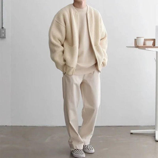 Cardigan moderne en maille pour homme, confortable et à manches longues