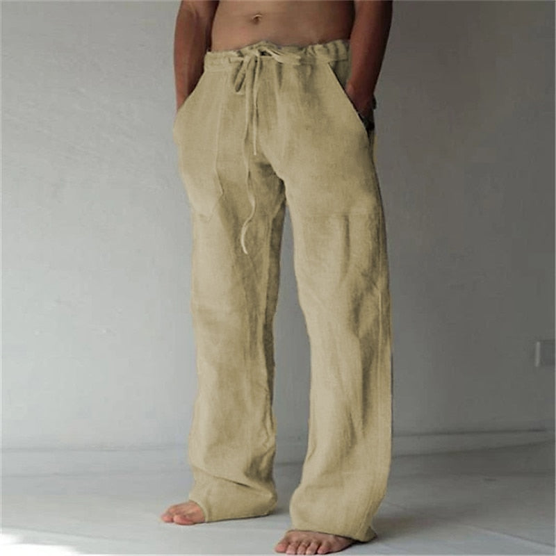 Men's Lightweight Linen Trousers | Long Fit-The Yellow Prime