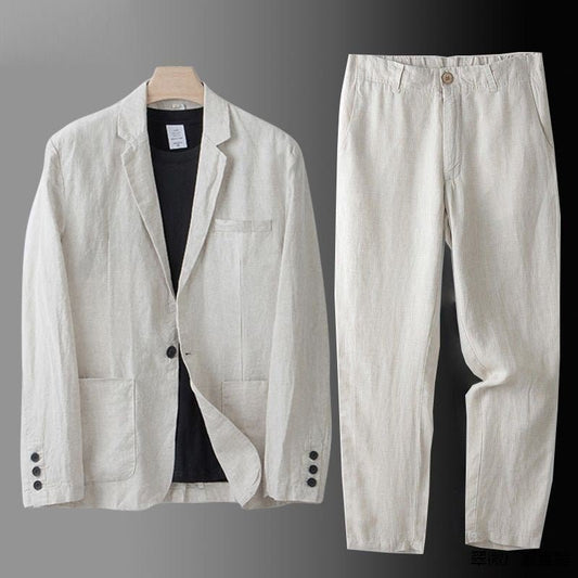 Men's Slim Fit Summer Suit – Lightweight Cotton and Hemp Blend-The Yellow Prime