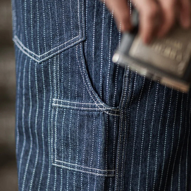 Men's Vintage-Inspired Indigo Denim Work Overalls-The Yellow Prime