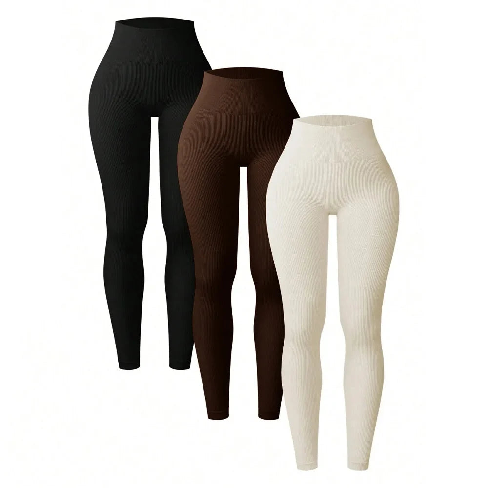 Leggings de ioga sem costuras, de cintura subida, para mulher, para fitness e corrida