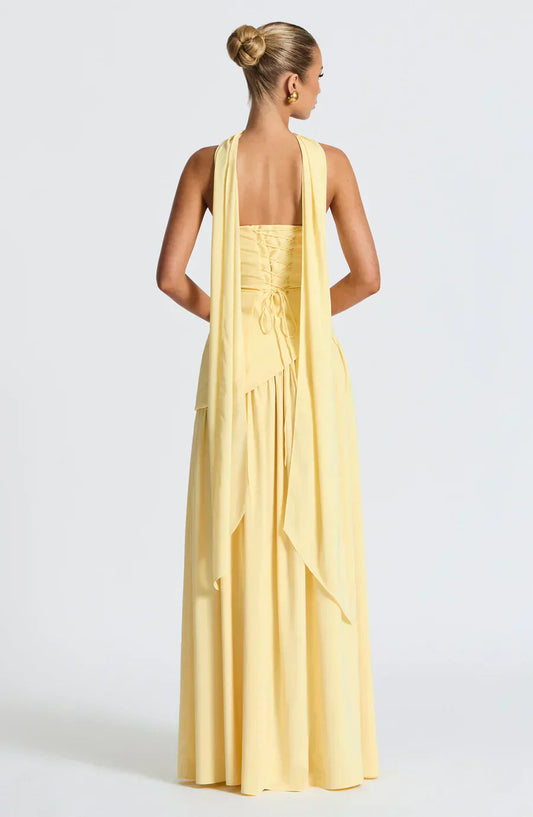Sophia | Women's Asymmetric Maxi Dress for Wedding Guests-The Yellow Prime