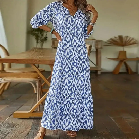 Valeriana | Women's Elegant Summer Maxi Dress-The Yellow Prime