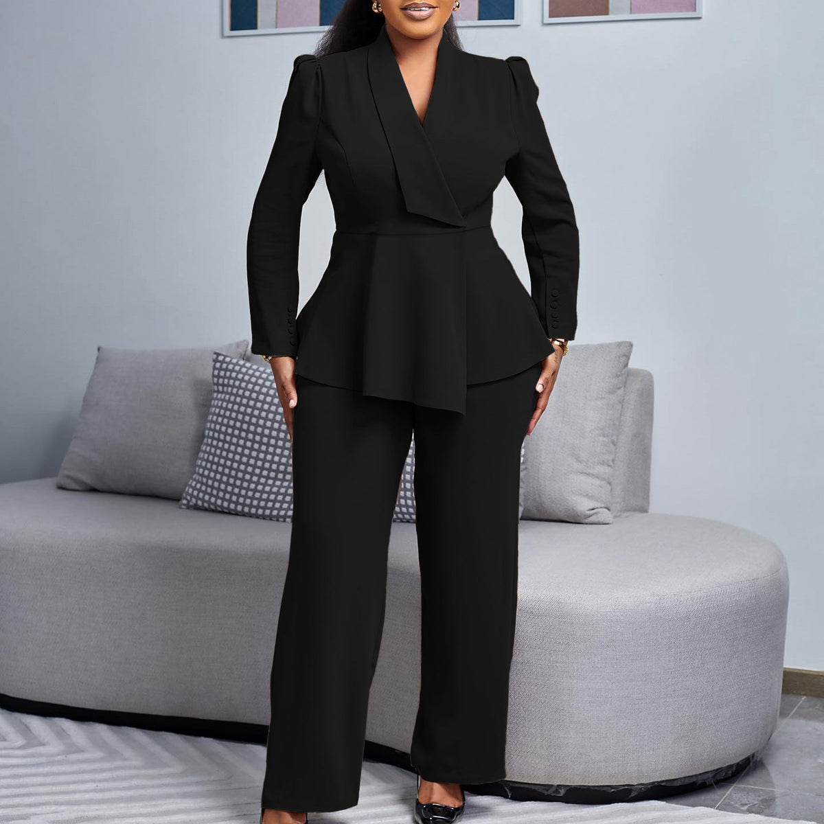 Women's Elegant Blazer and Pants Set-The Yellow Prime