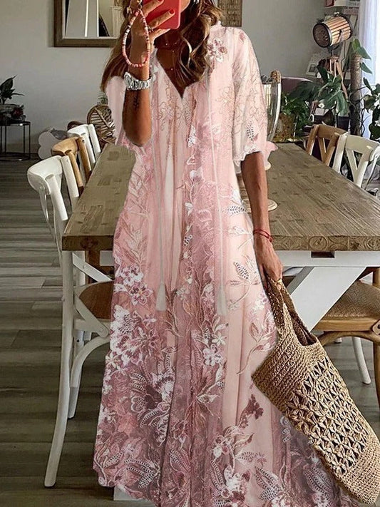 Women's Floral Maxi Dress - Casual Summer Style-The Yellow Prime