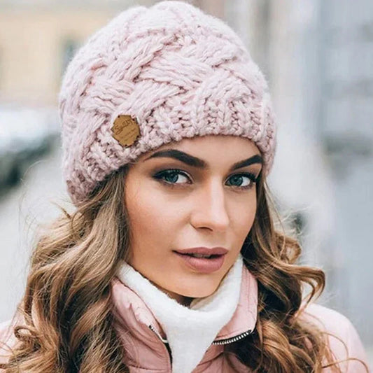 Women's Soft Wool Cable Knit Slouchy Beanie-The Yellow Prime