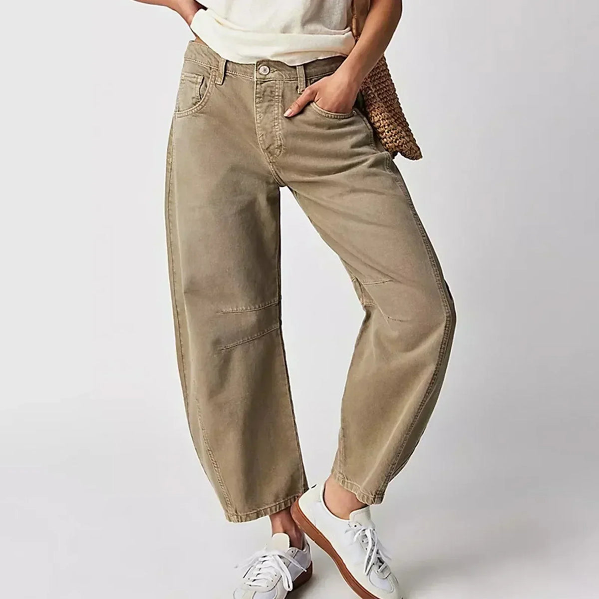 Women's Trendy Wide-Leg Denim Trousers-The Yellow Prime