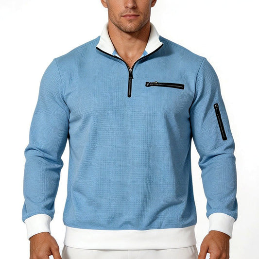 Men's Textured Quarter-Zip Pullover Sweatshirt – Cozy Fall & Winter