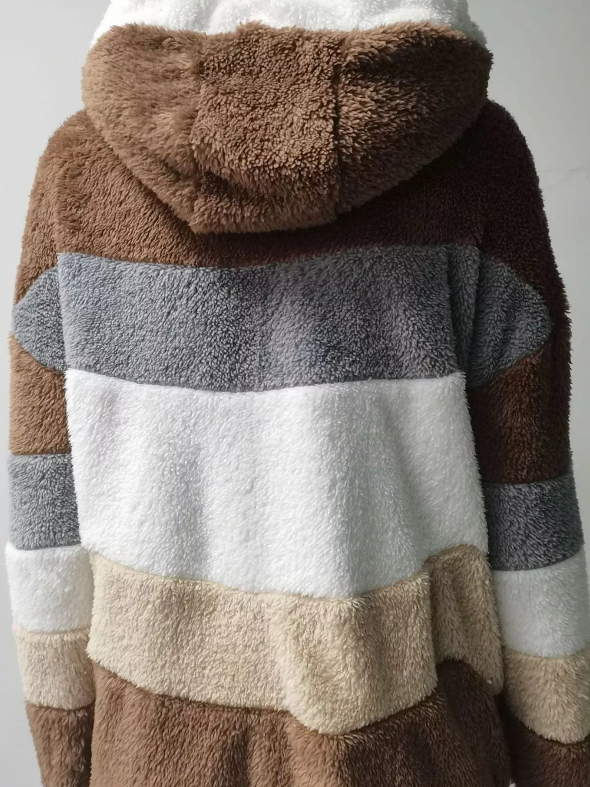 Sherpa-jacka med huva och dragkedja för dam i stora storlekar, upp till storlek 5XL