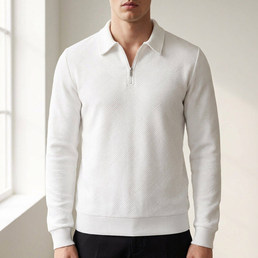 Men's Textured Quarter-Zip Pullover Sweater – Cozy Fall & Winter