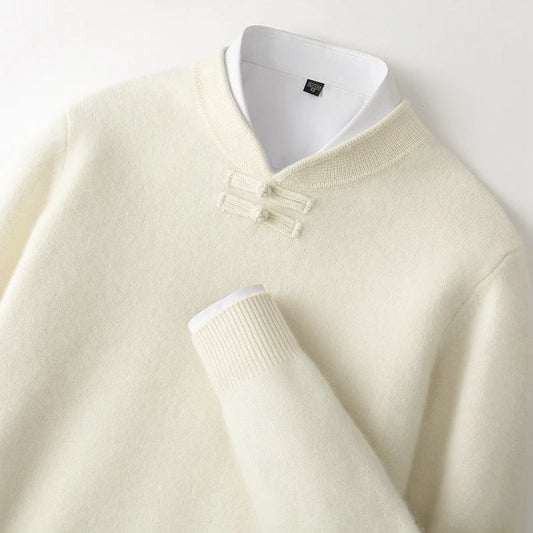 Pull en laine pour homme avec fermeture à brandebourgs – Un indispensable douillet pour l’automne et l’hiver