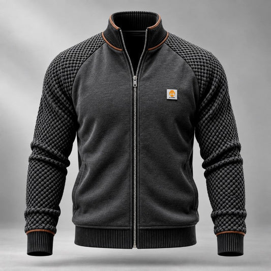 Veste pour homme à col montant, manches raglan et texture travaillée – Chaude pour l’automne et l’hiver