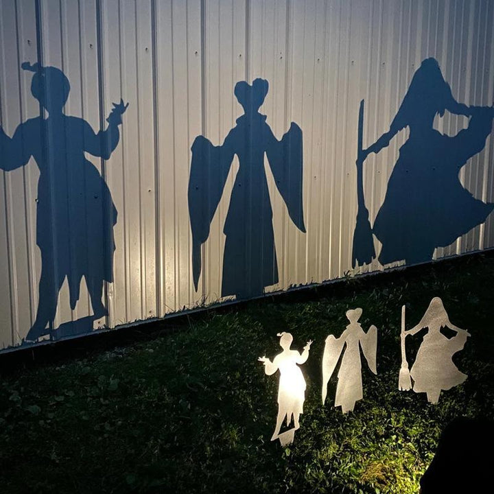 Kovový zahradní zápich Stínový vrhač padoucha na Halloween s projekcí reflektorem