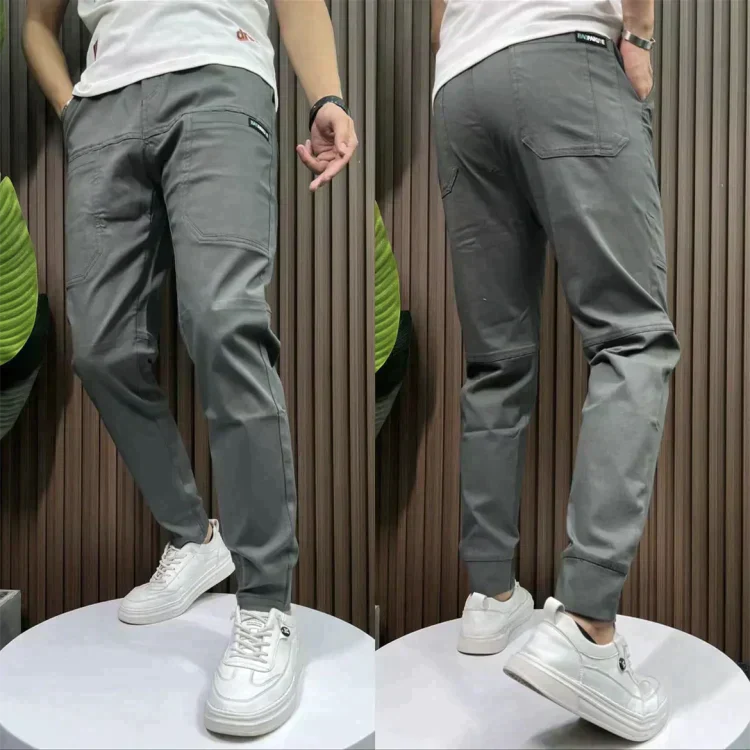 Men's Slim-Fit Cargo Pants – Structured Seams & Multi-Pocket Style-The Yellow Prime