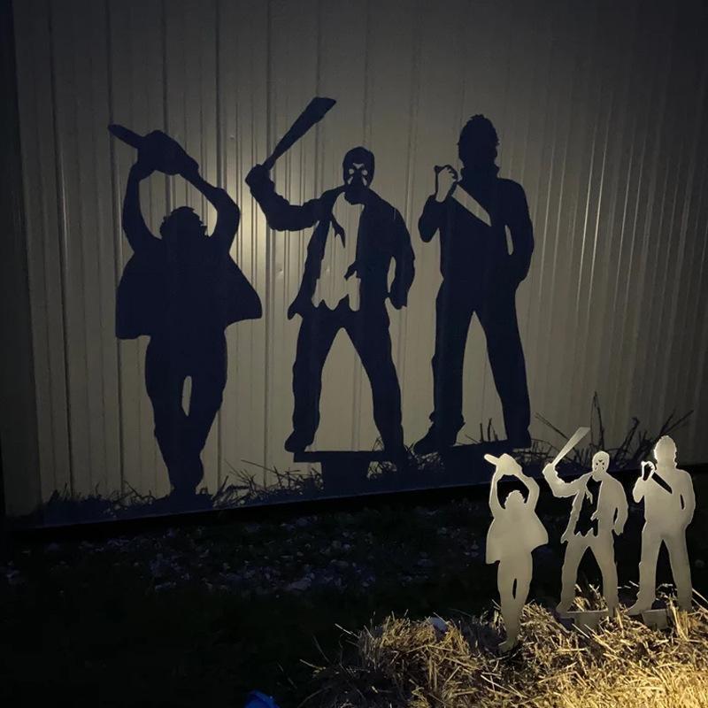 Kovový zahradní zápich Stínový vrhač padoucha na Halloween s projekcí reflektorem