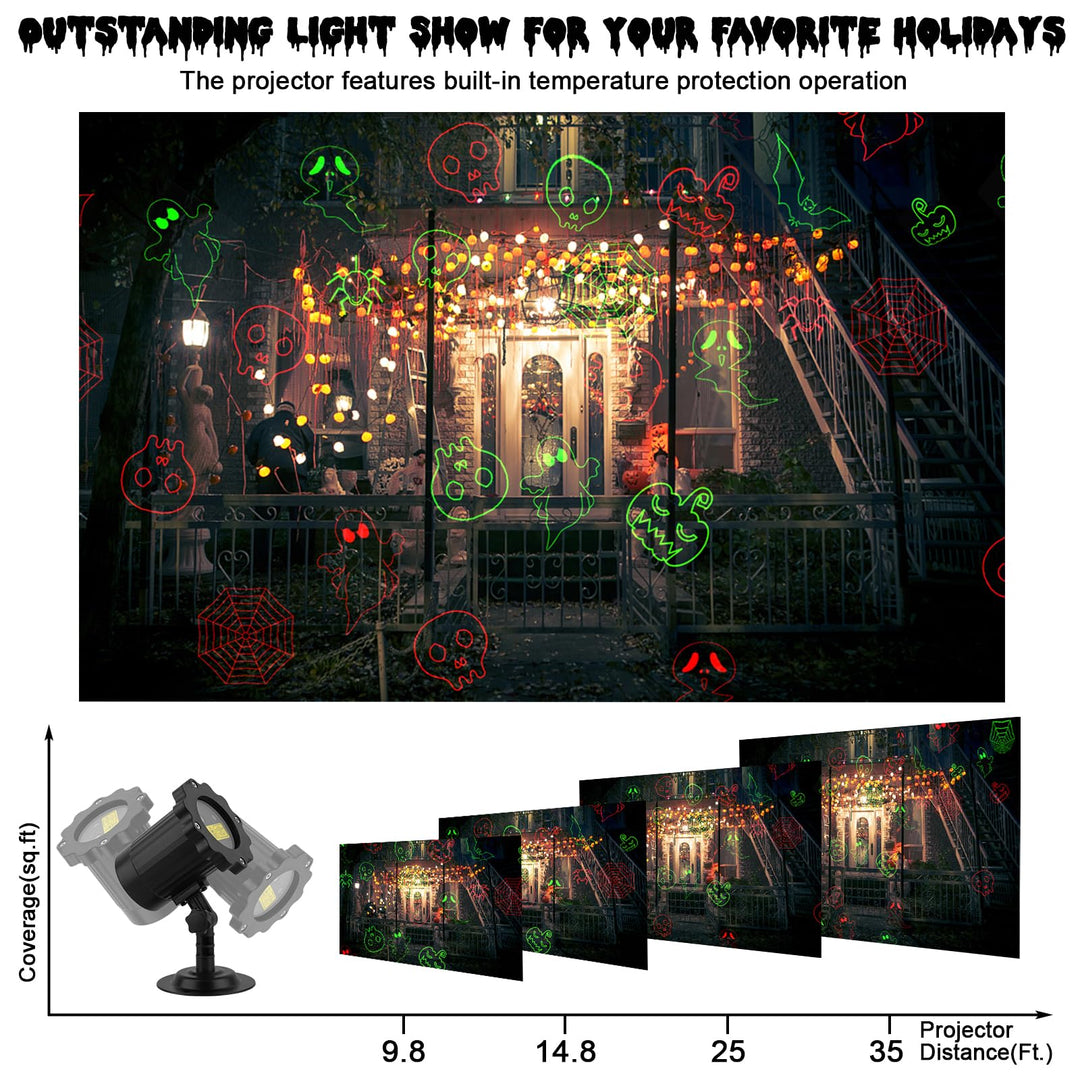 Proyector láser de exterior de Halloween con control remoto y temporizador para decoraciones