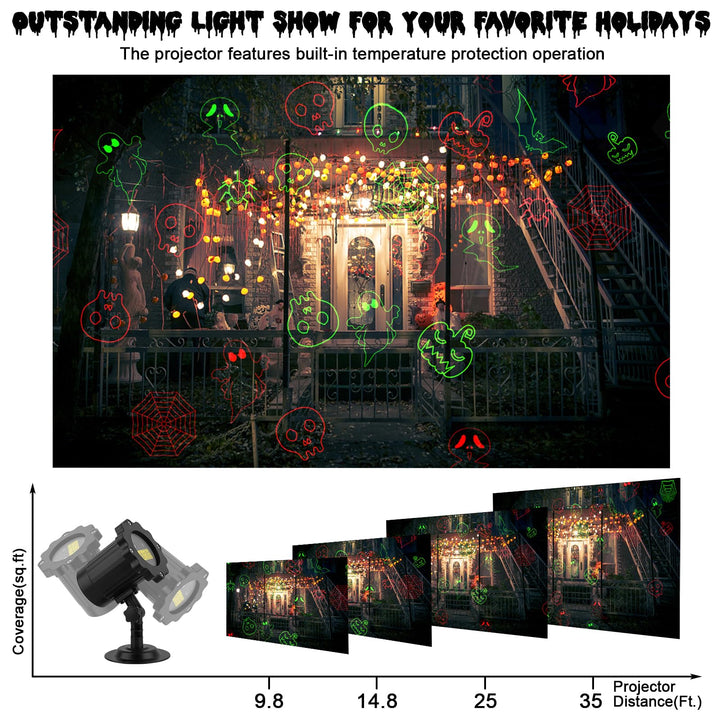 Proyector láser de exterior de Halloween con control remoto y temporizador para decoraciones