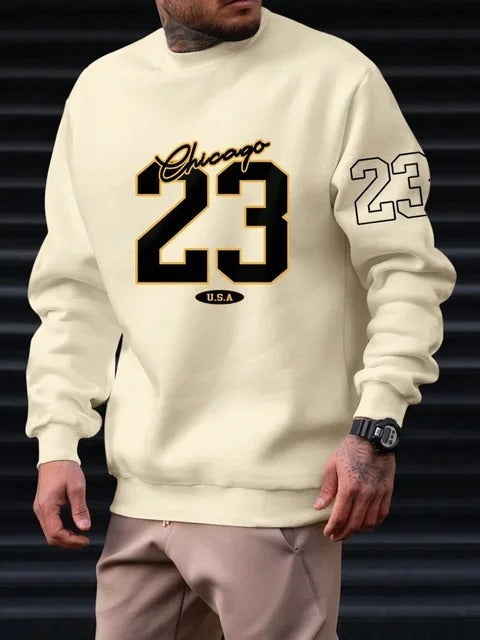 Men's Casual Fleece Crewneck Sweatshirt-The Yellow Prime
