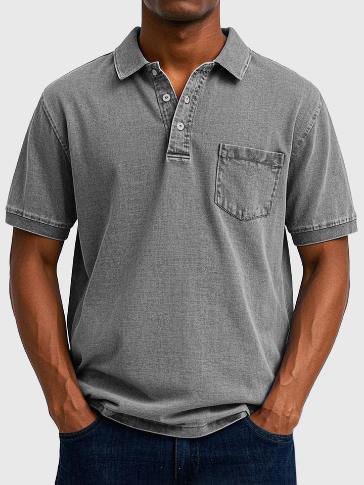 Kenneth | Men's Cotton Denim Short Sleeve Polo Shirt