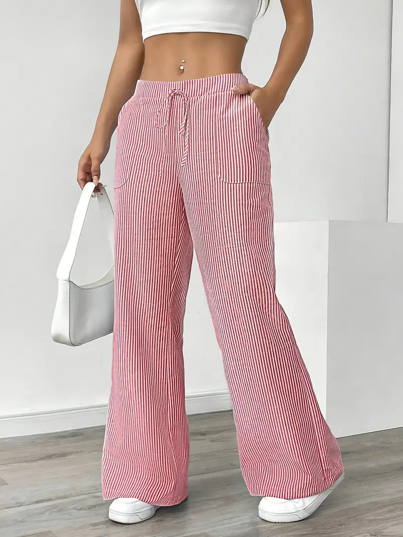 Elise | Women's Relaxed Stripe Casual Pants-The Yellow Prime