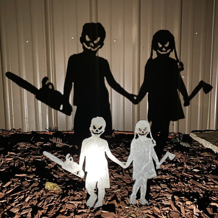 Kovový zahradní zápich Stínový vrhač padoucha na Halloween s projekcí reflektorem