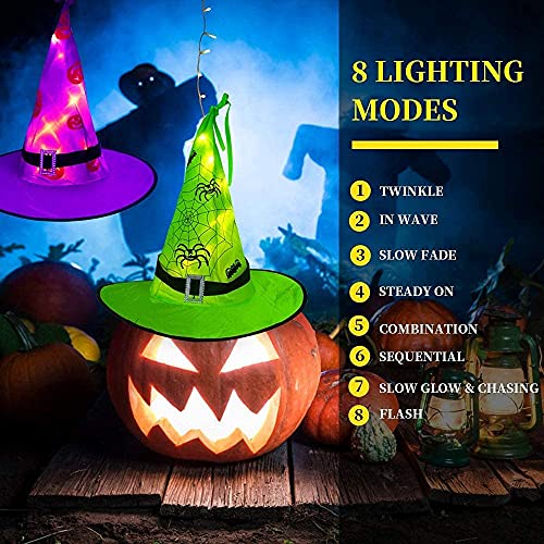Halloween-lichtslinger met heksenhoeden van 44ft met 104 warmwitte leds