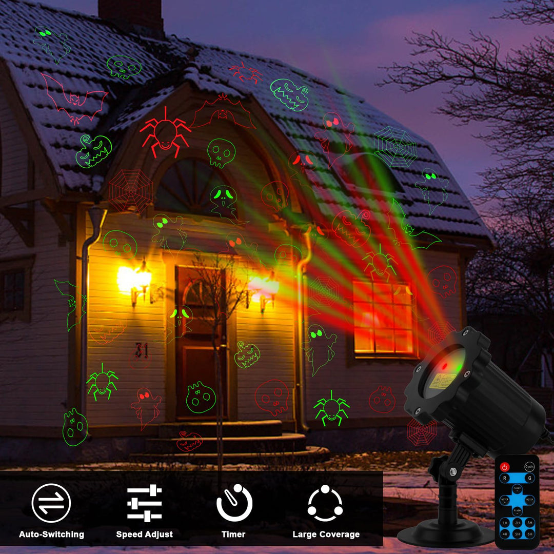 Proyector láser de exterior de Halloween con control remoto y temporizador para decoraciones