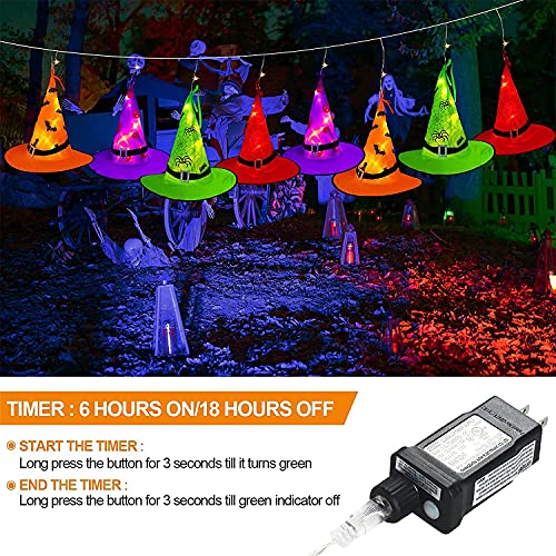 Halloween-lichtslinger met heksenhoeden van 44ft met 104 warmwitte leds