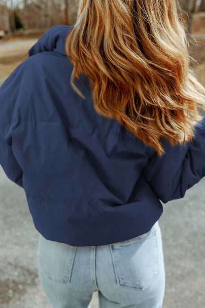 Veste d’hiver zippée à col pour femme avec poches, tailles S à XL