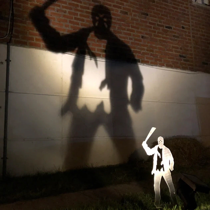 Kovový zahradní zápich Stínový vrhač padoucha na Halloween s projekcí reflektorem