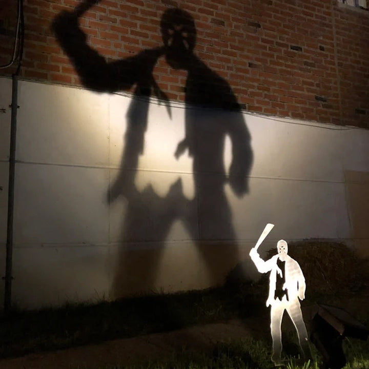 Kovový zahradní zápich Stínový vrhač padoucha na Halloween s projekcí reflektorem