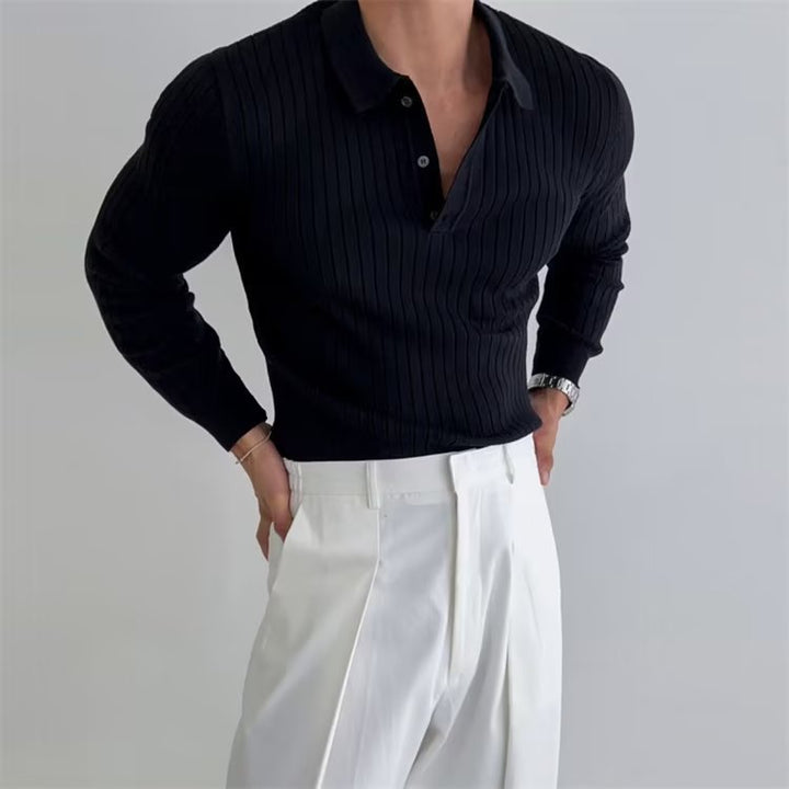Philip | Men's Knit Long Sleeve Casual Polo Shirt