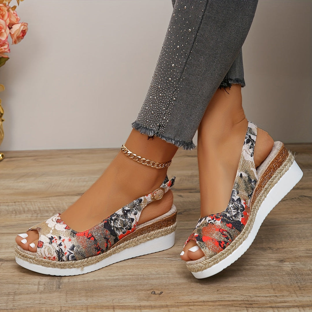 Flora | Women's Stylish Comfortable Floral Wedge Sandals-The Yellow Prime