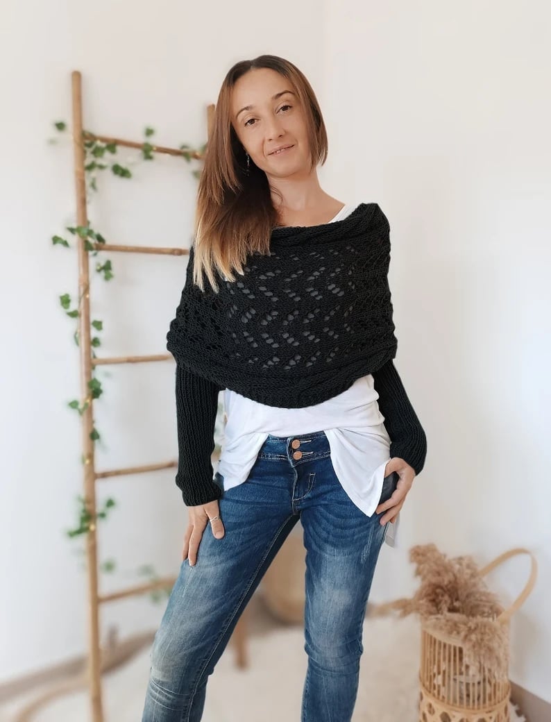 Women's Knit Openwork Rectangular Scarf for Winter-The Yellow Prime
