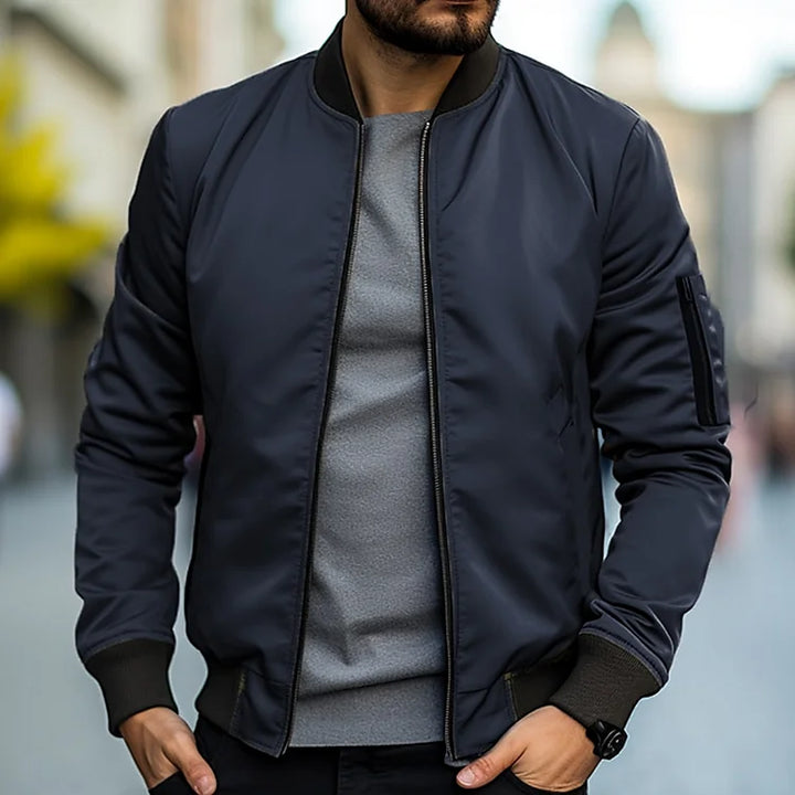 Men's Zip Up Jacket with Ribbed Cuffs for Stylish Comfort