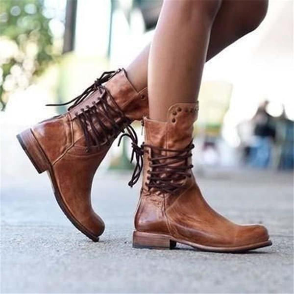 Ciss | Women's Vintage Lace-Up Boots-The Yellow Prime