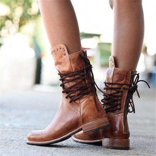 Ciss | Women's Vintage Lace-Up Boots-The Yellow Prime