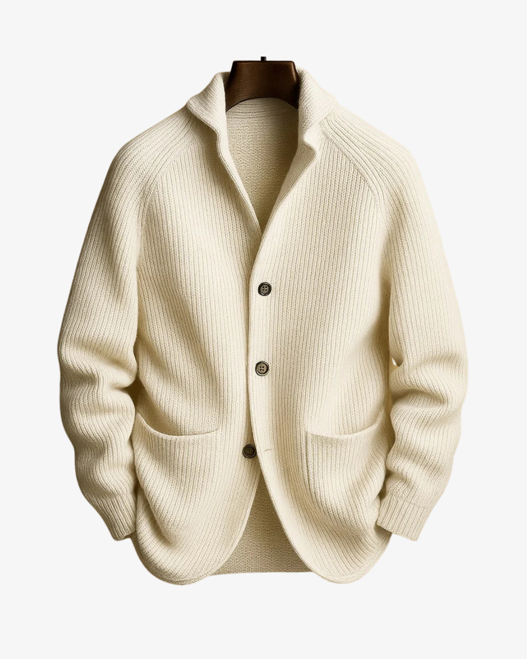 Skräddad stickad kofta med knappar framtill för män