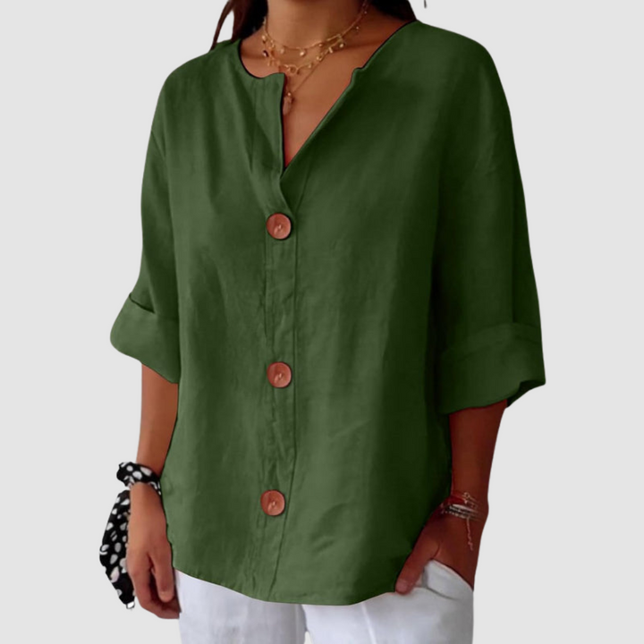 Leah | Women's Casual Linen Blouse-The Yellow Prime