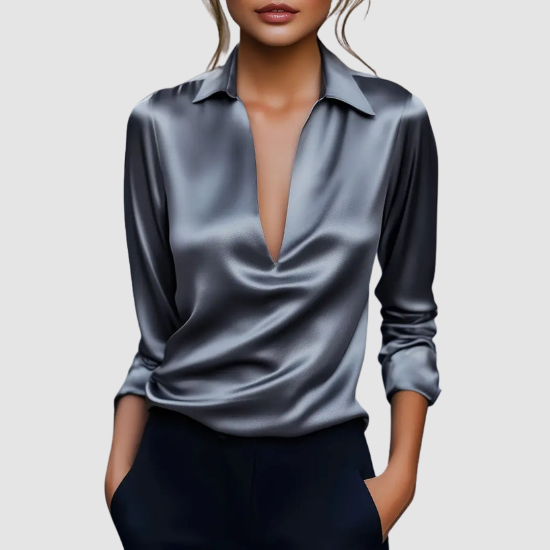 Astrid | Women's Elegant Satin Blouse-The Yellow Prime