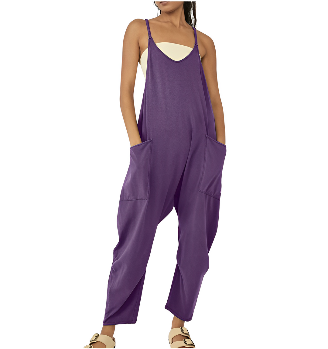 Women's Loose Jumpsuit with Front Pockets for Casual Style
