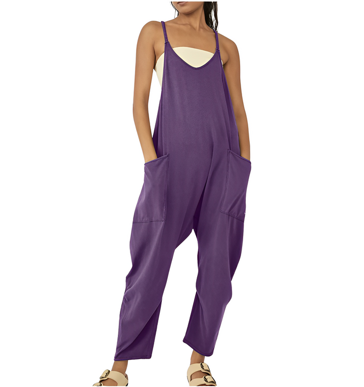 Women's Loose Jumpsuit with Front Pockets for Casual Style