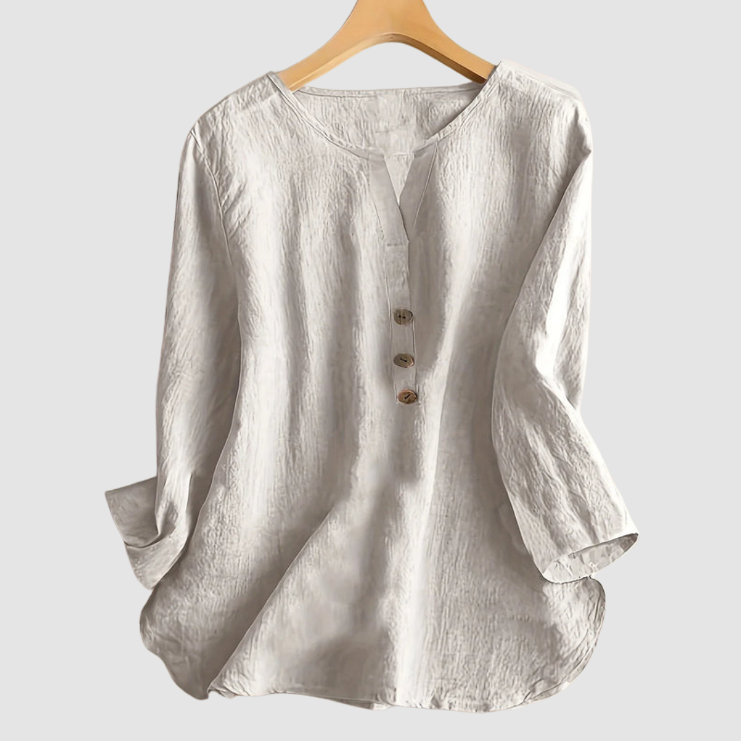 Melisa | Women's Casual Cotton and Linen Blouse-The Yellow Prime