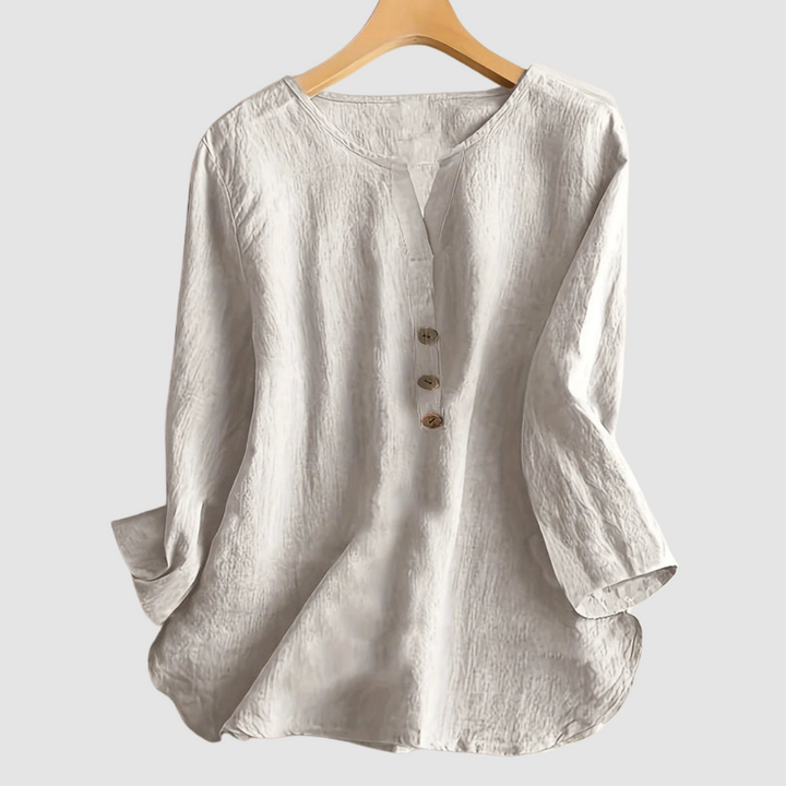 Melisa | Women's Casual Cotton and Linen Blouse-The Yellow Prime
