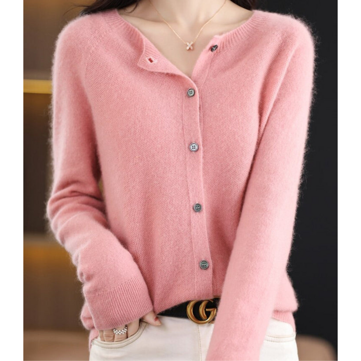 Sophia | Women's Merino Wool Cardigan with O-Neck and Cashmere Feel